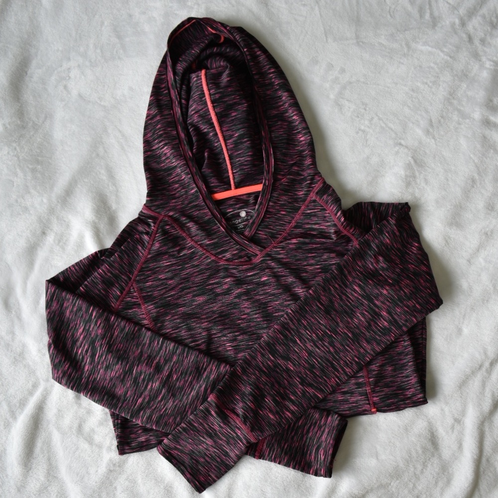 Tangerine Long Sleeve Striped Hoodie